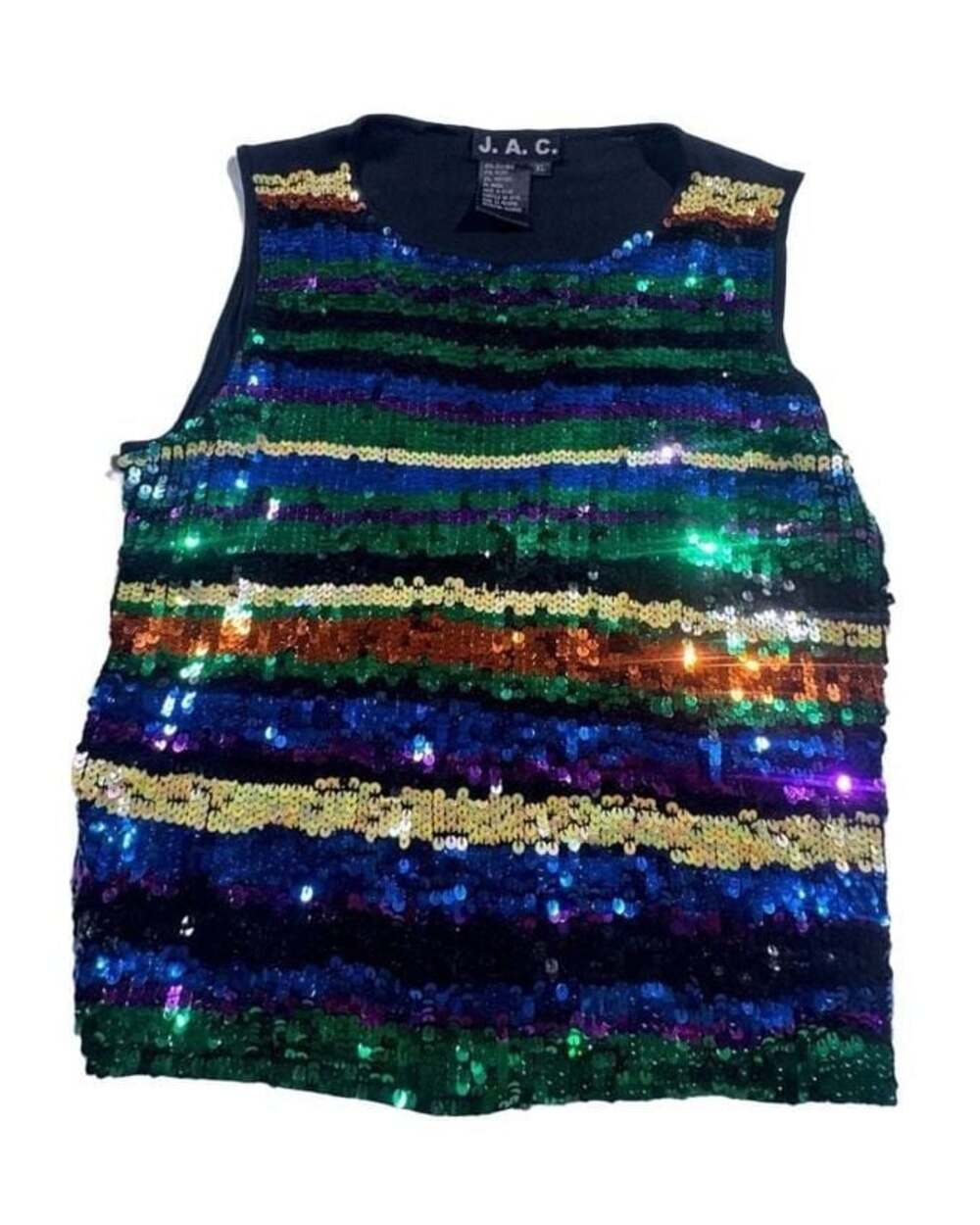 J.A.C. Striped Silk Sequin Sleeveless Tank Top Size XL